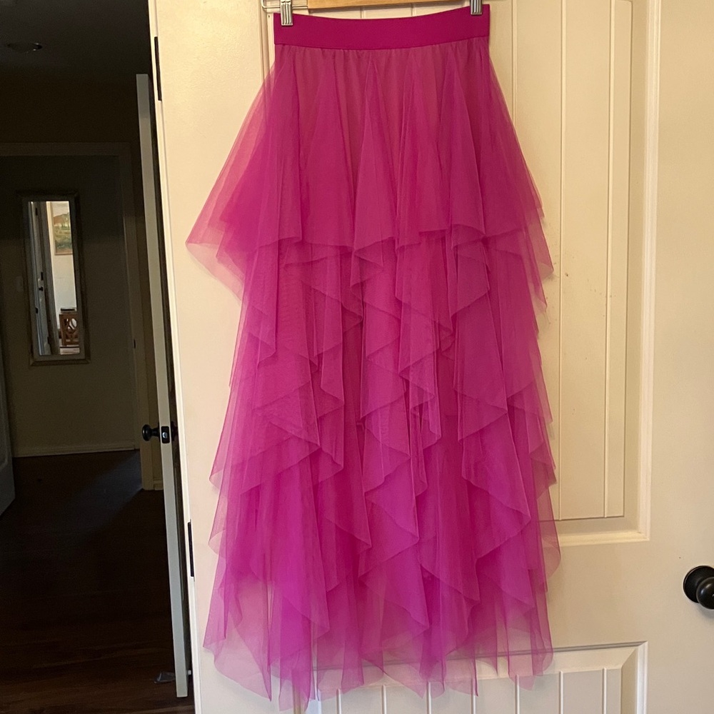 Hot pink layered tulle tutu ballerina midi maxi skirt size small